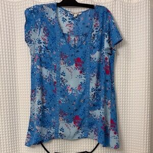 The Pioneer Woman Floral Blue and Red Blouse Size MD